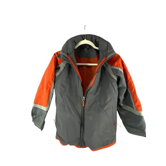 L.L. Bean Kids S8 Gray & Orange Winter Jacket Outdoor Casual Snowboard Ski Winte - Picture 1 of 5